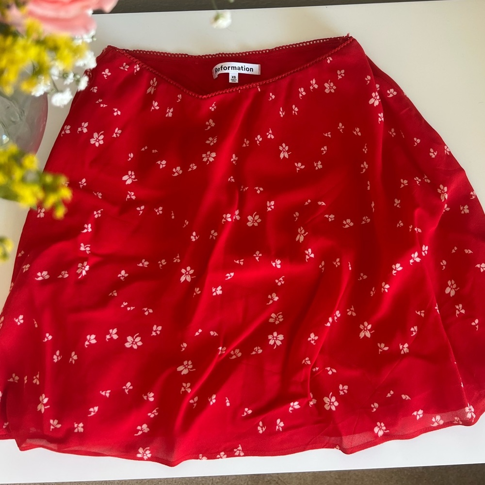 Red Mini Skirt from Reformation